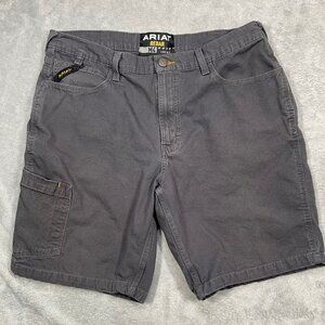Ariat Rebar M4 Low Rise Work Shorts‎ 36R Gray Cotton Blend Built To Last